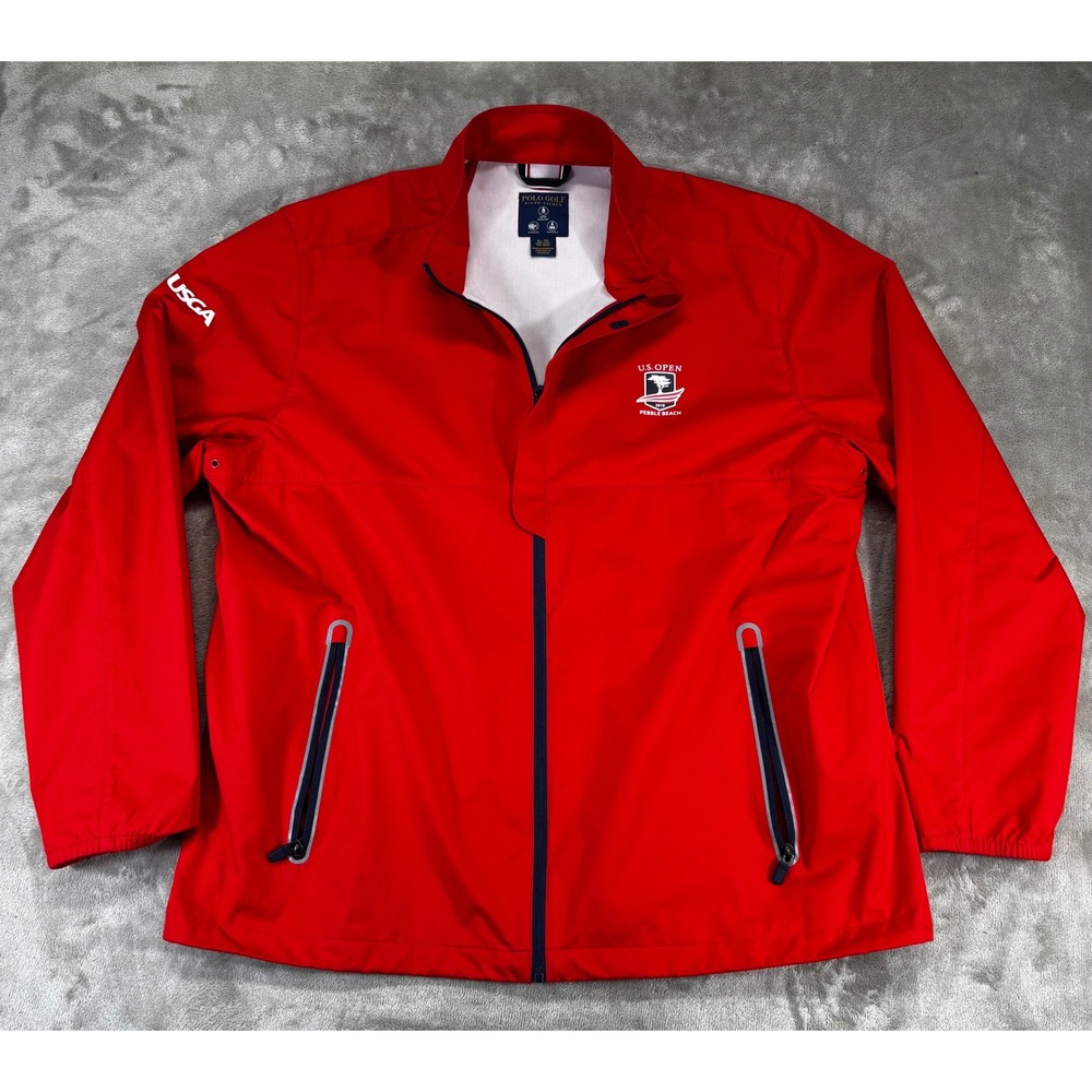 Polo Golf Ralph Lauren Jacket windbreaker Mens XL Red US Open Pebble Beach USGA